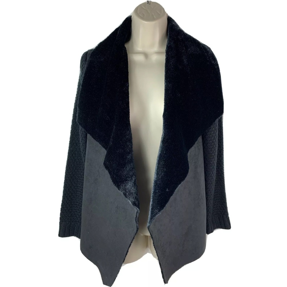 Melissa Paige Women's Size XS XSMALL Faux Fur Suede Cardigan Sweater Jacket
